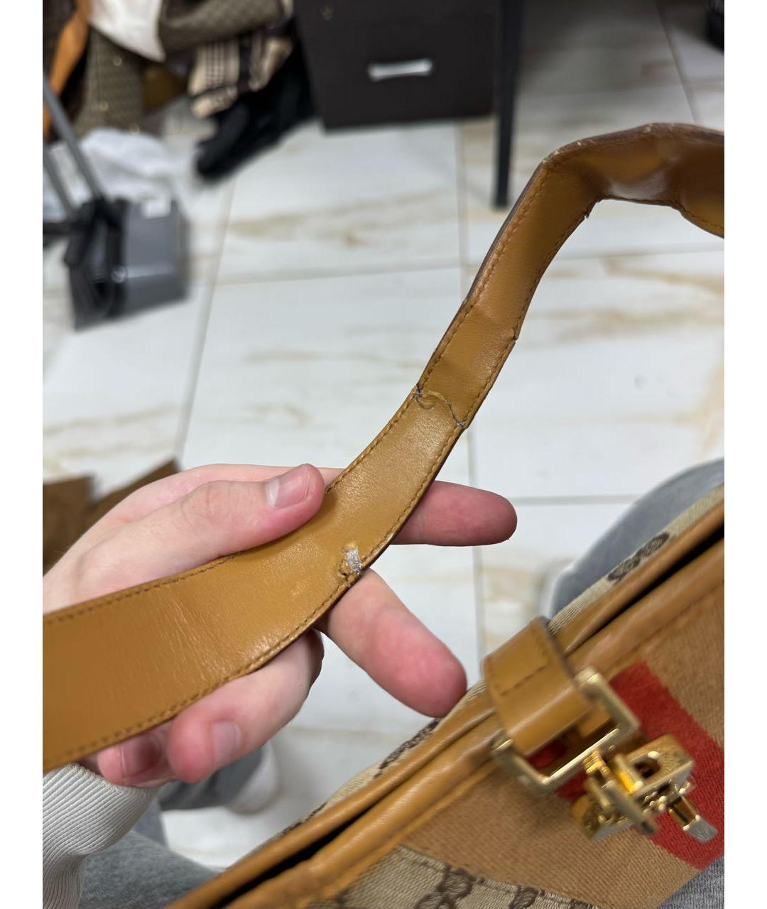 GUCCI Бежевая сумка с короткими ручками, фото 6