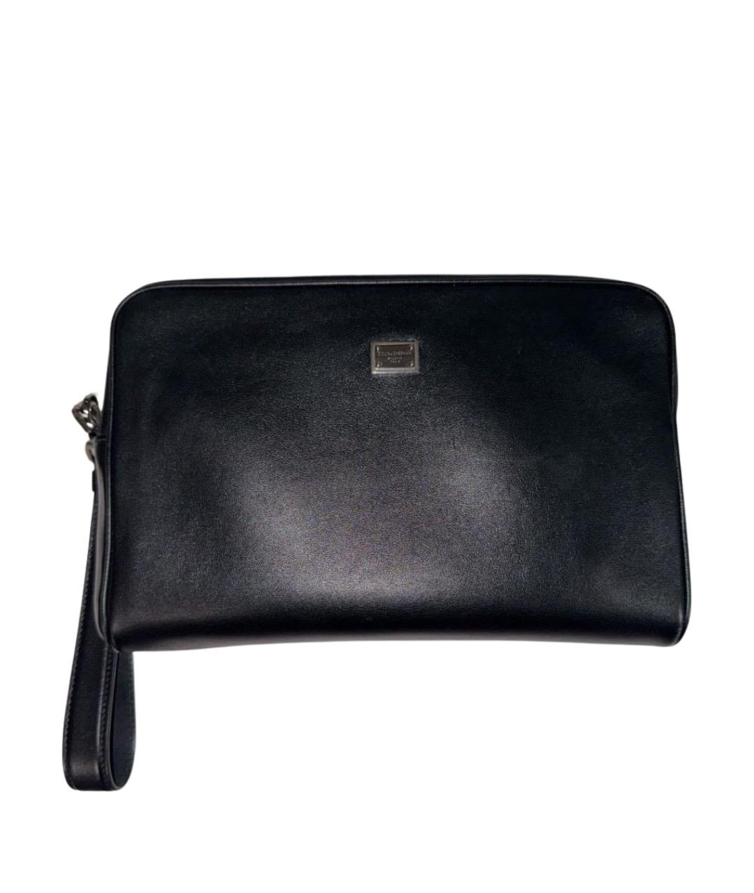 DOLCE&GABBANA Черная кожаная барсетка, фото 1