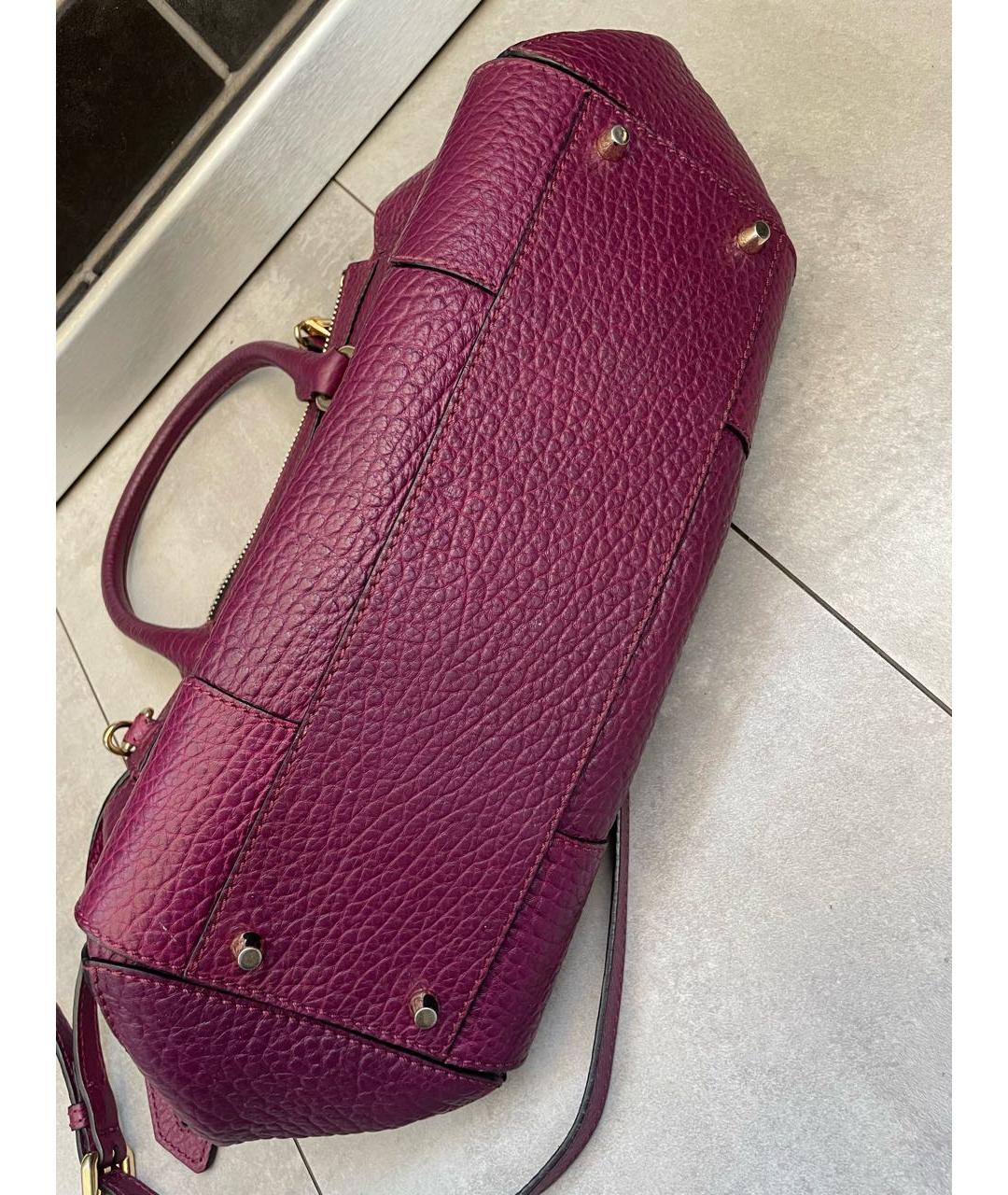 BURBERRY Бордовая кожаная сумка с короткими ручками, фото 7
