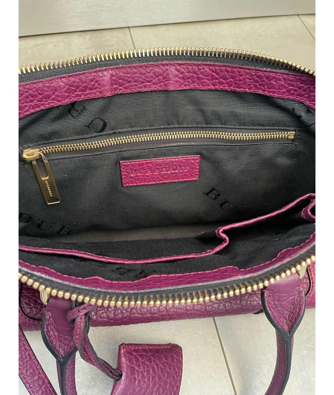 BURBERRY Бордовая кожаная сумка с короткими ручками, фото 4