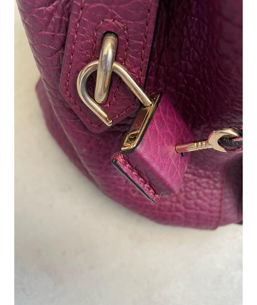 BURBERRY Бордовая кожаная сумка с короткими ручками, фото 3