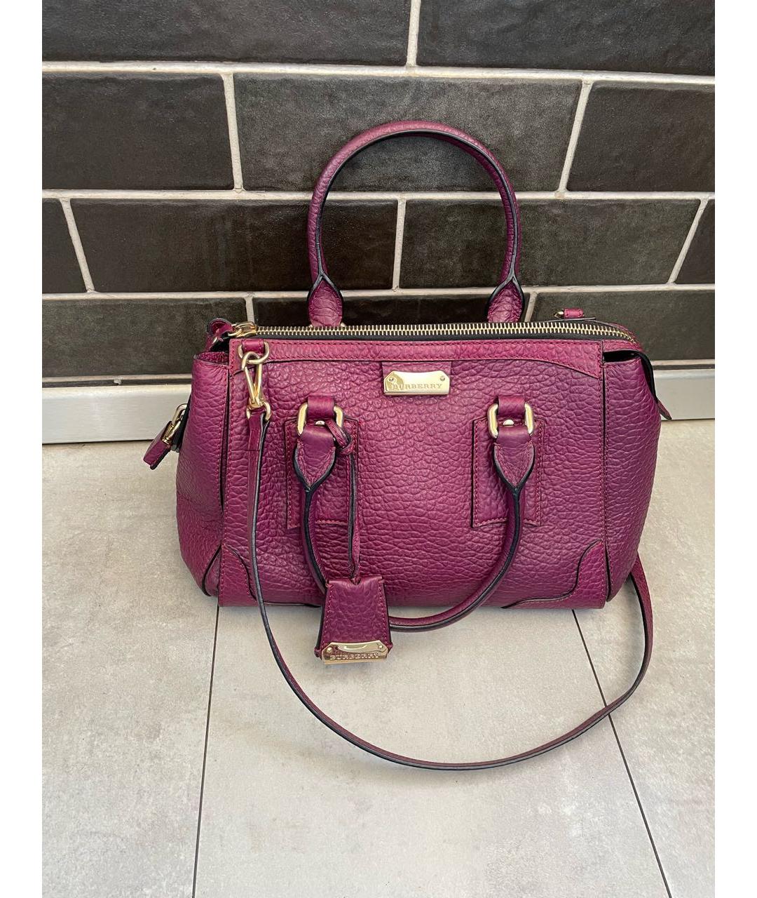 BURBERRY Бордовая кожаная сумка с короткими ручками, фото 8