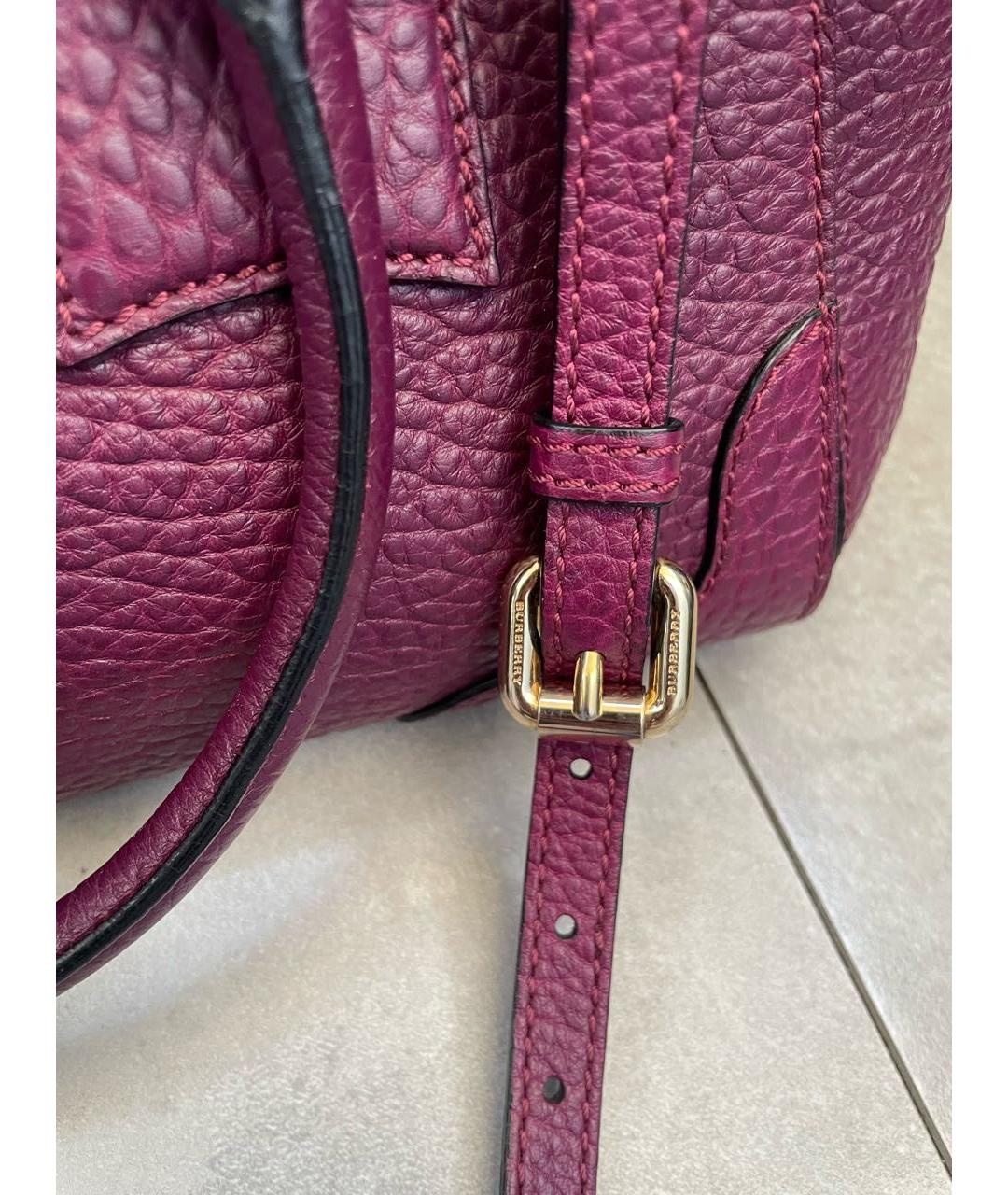 BURBERRY Бордовая кожаная сумка с короткими ручками, фото 6