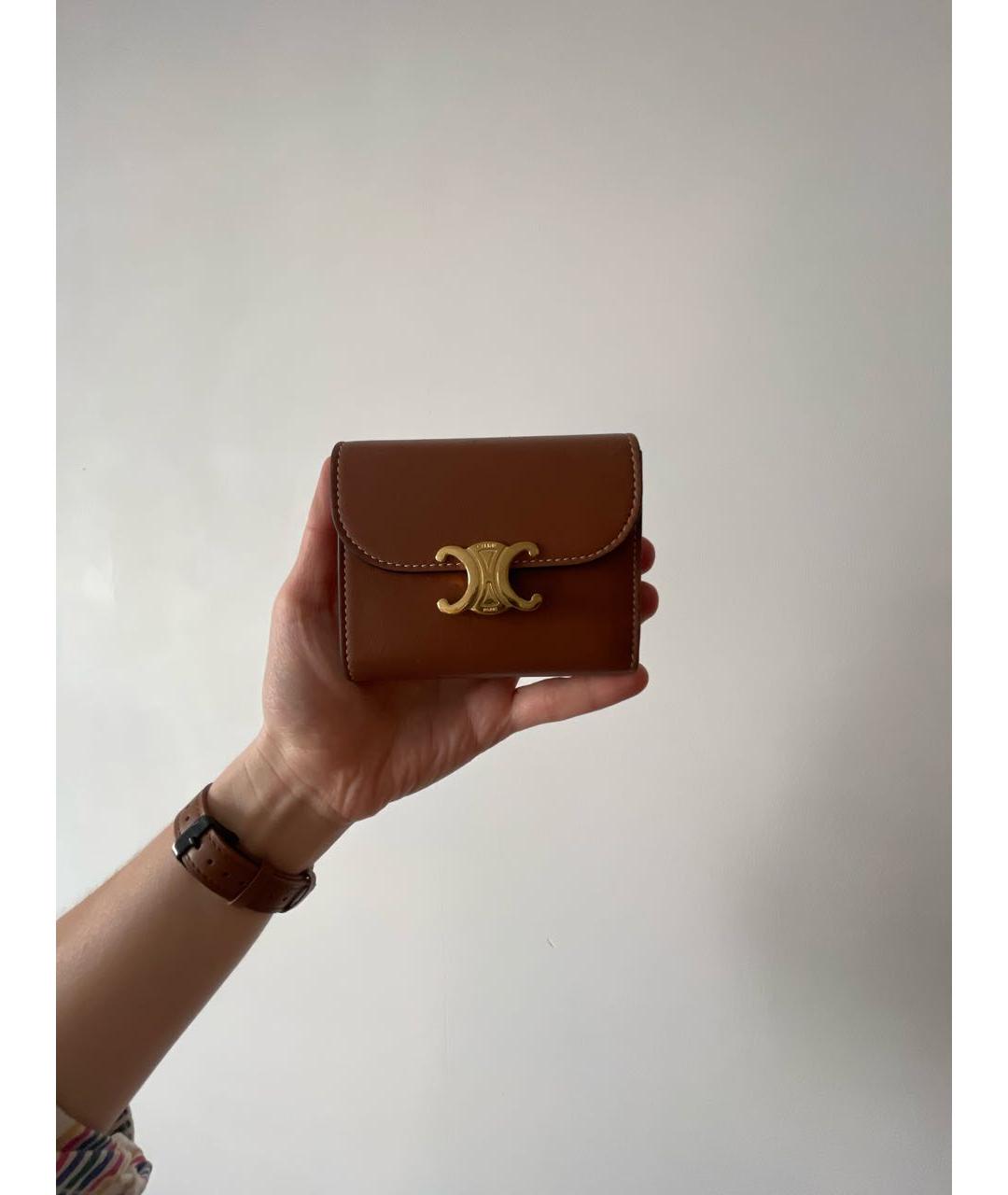 CELINE Бежевый кожаный кошелек, фото 2