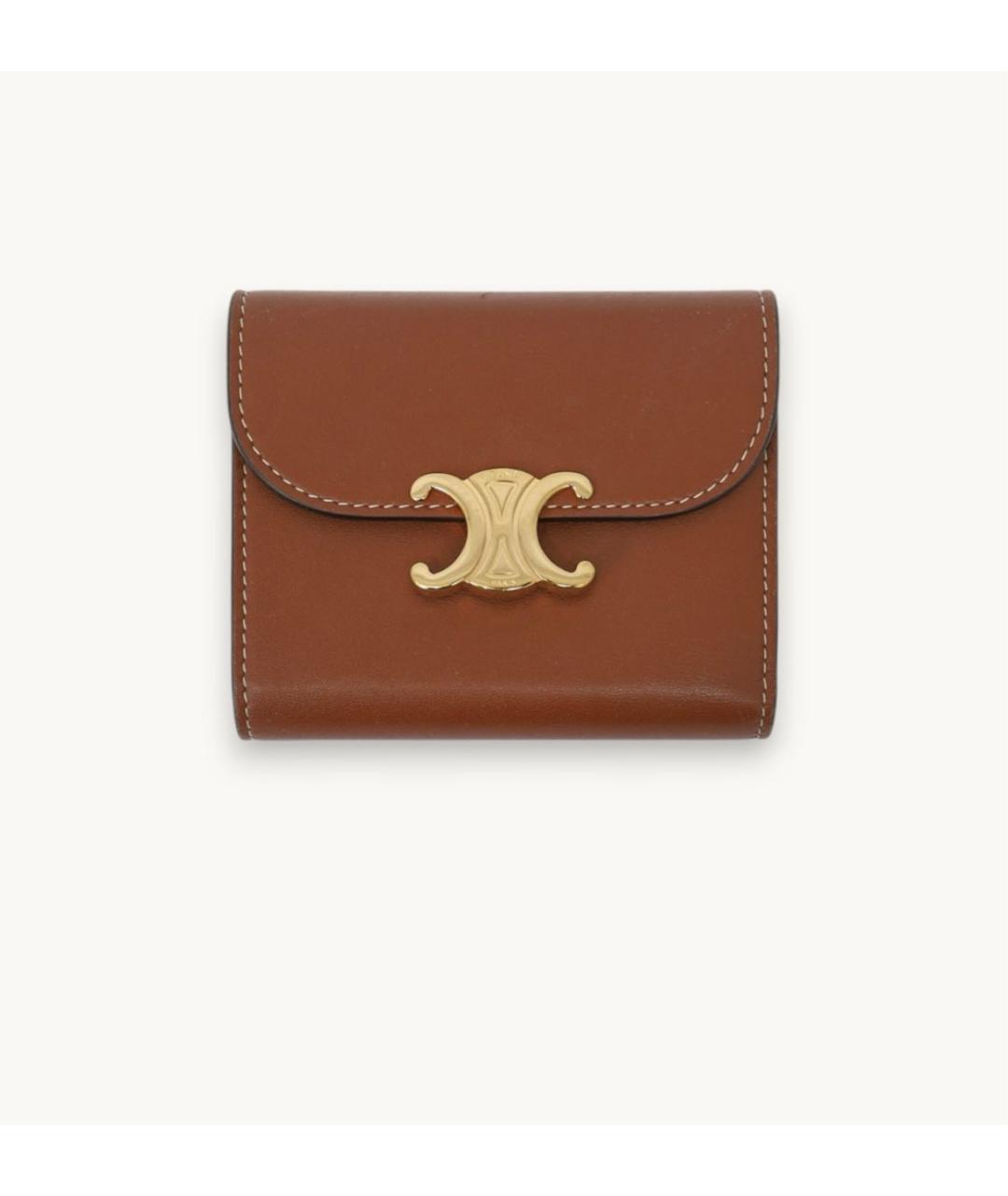 CELINE Бежевый кожаный кошелек, фото 8