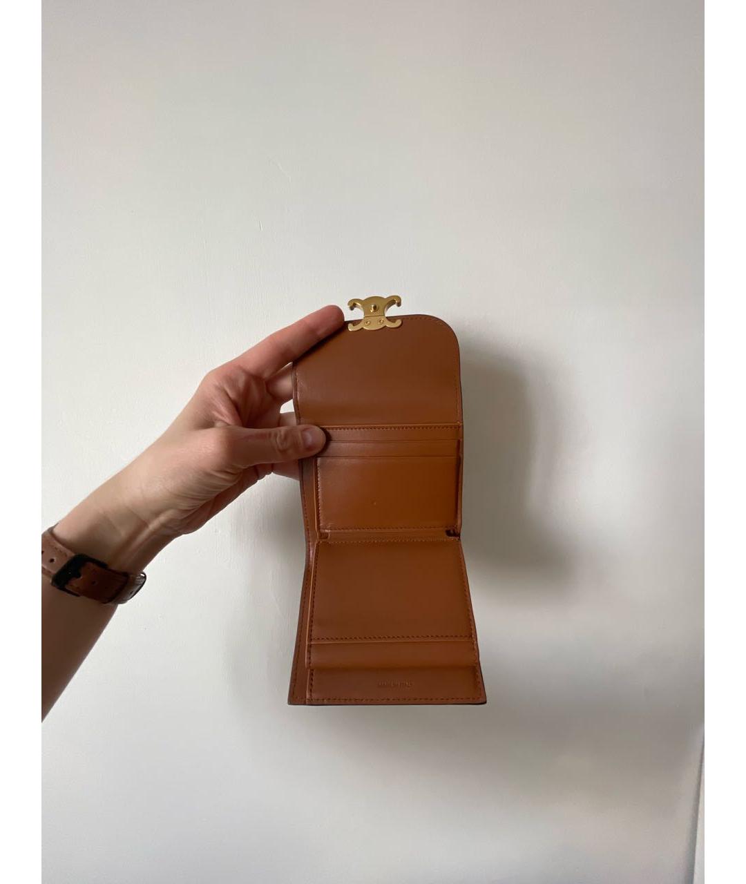 CELINE Бежевый кожаный кошелек, фото 5