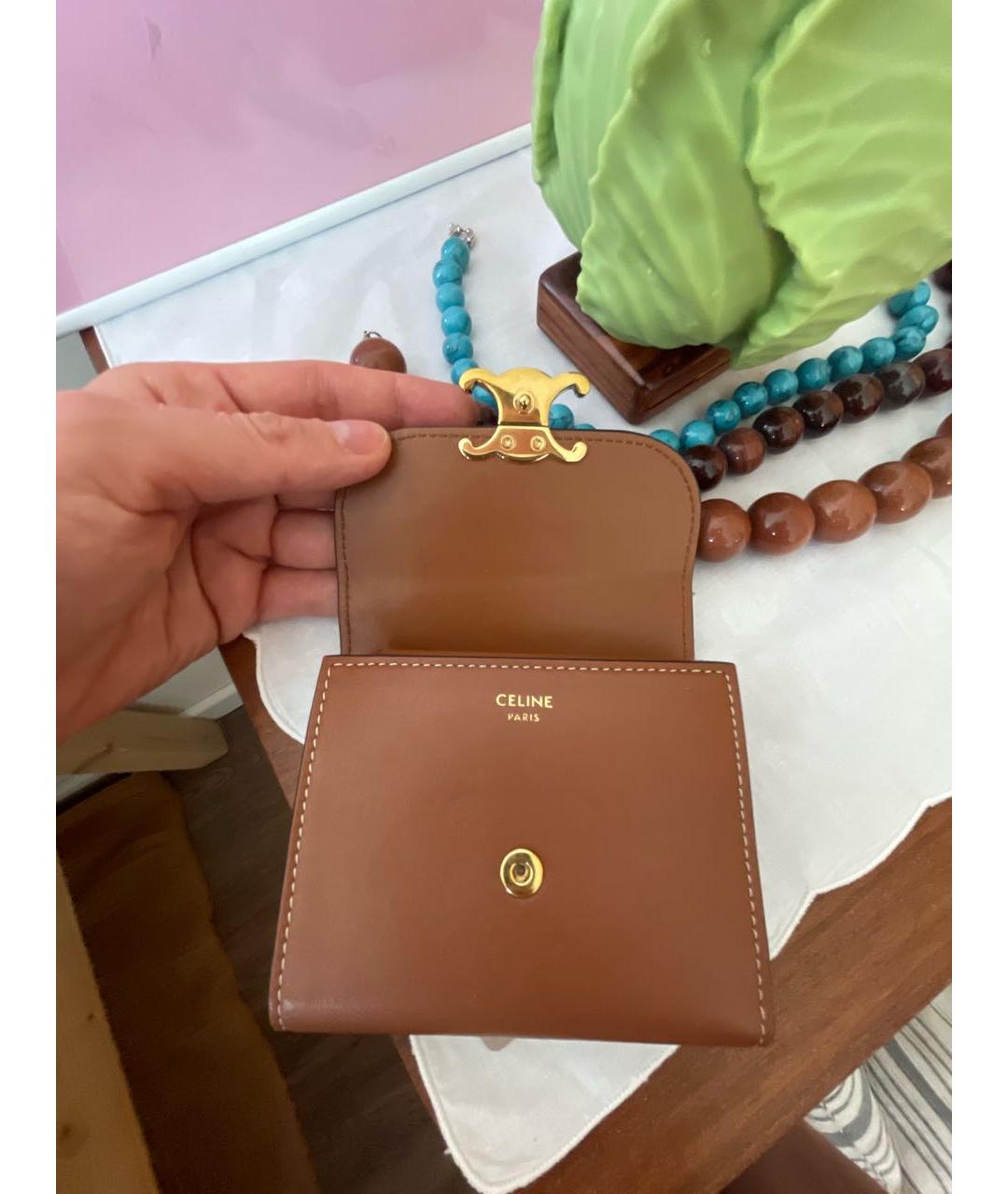 CELINE Бежевый кожаный кошелек, фото 7
