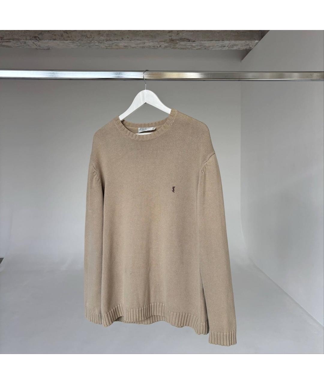SAINT LAURENT Бежевый хлопковый джемпер / свитер, фото 6