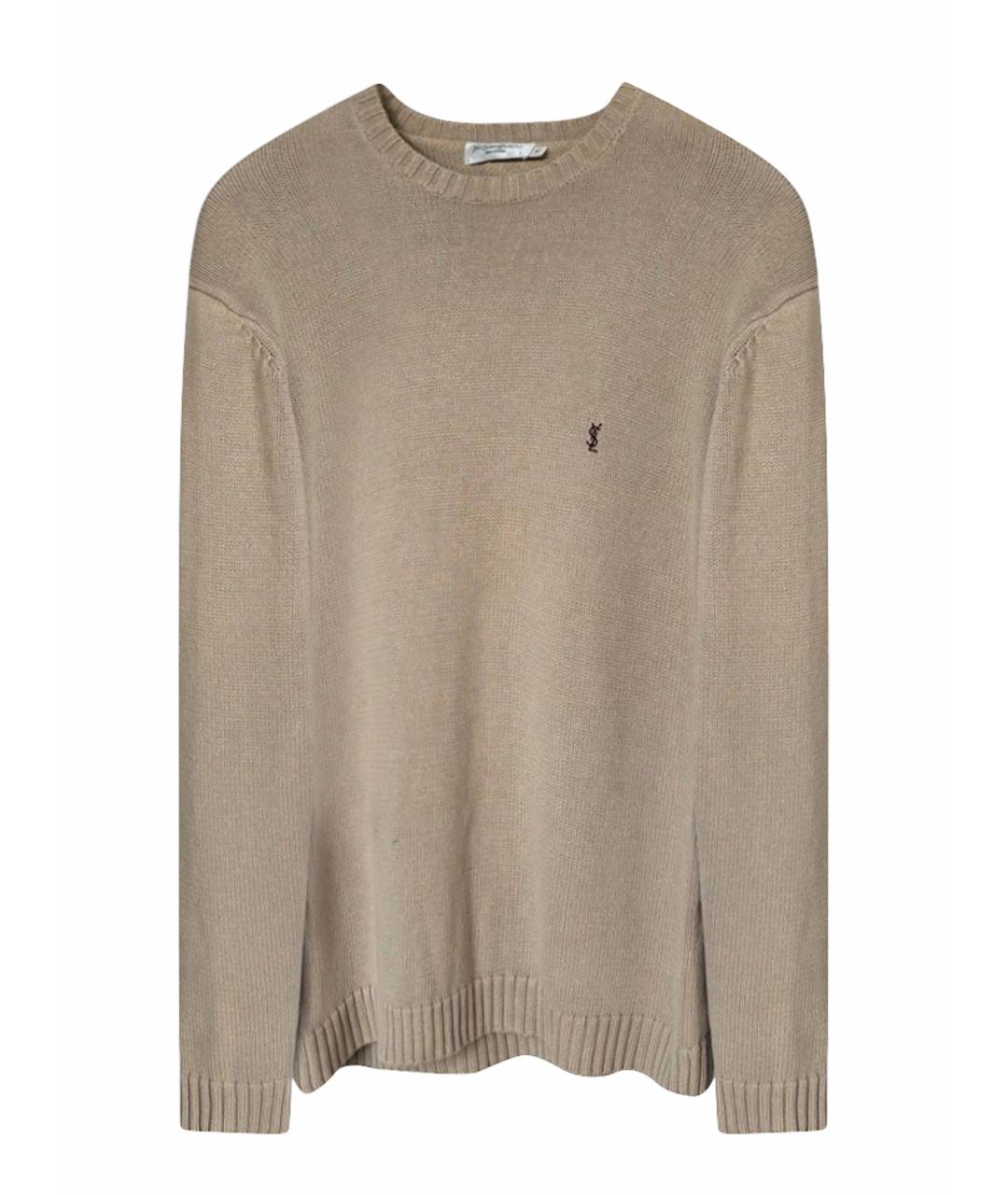 SAINT LAURENT Бежевый хлопковый джемпер / свитер, фото 1