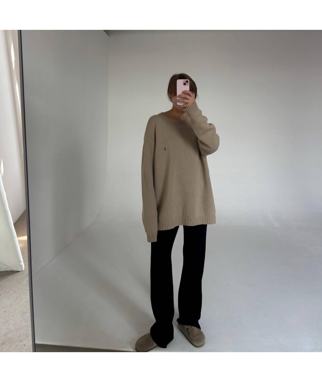 SAINT LAURENT Бежевый хлопковый джемпер / свитер, фото 2