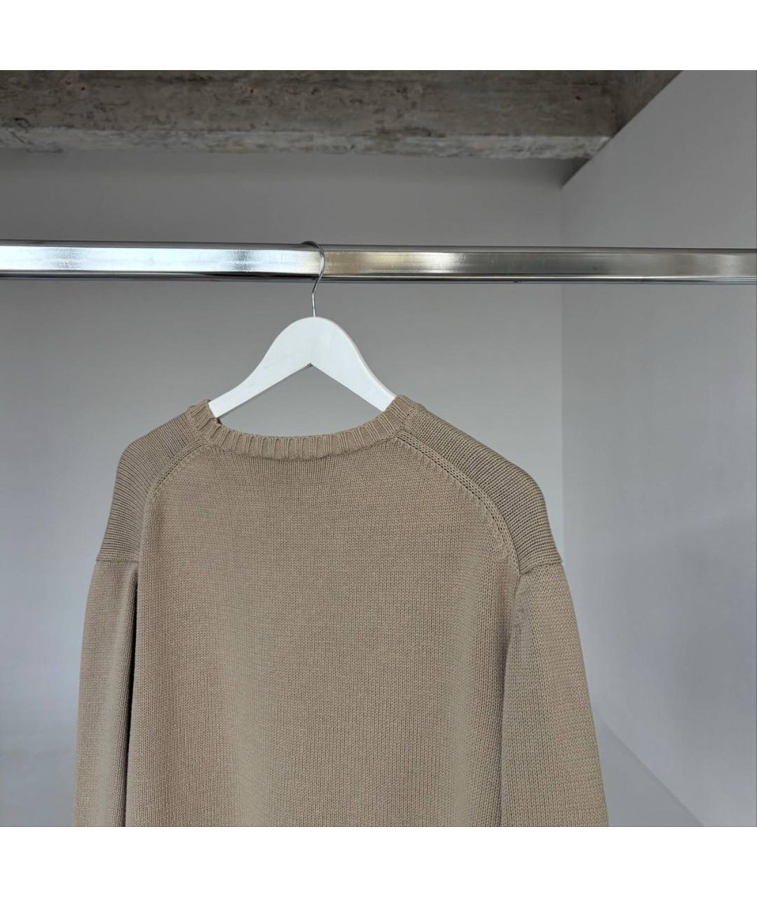 SAINT LAURENT Бежевый хлопковый джемпер / свитер, фото 5