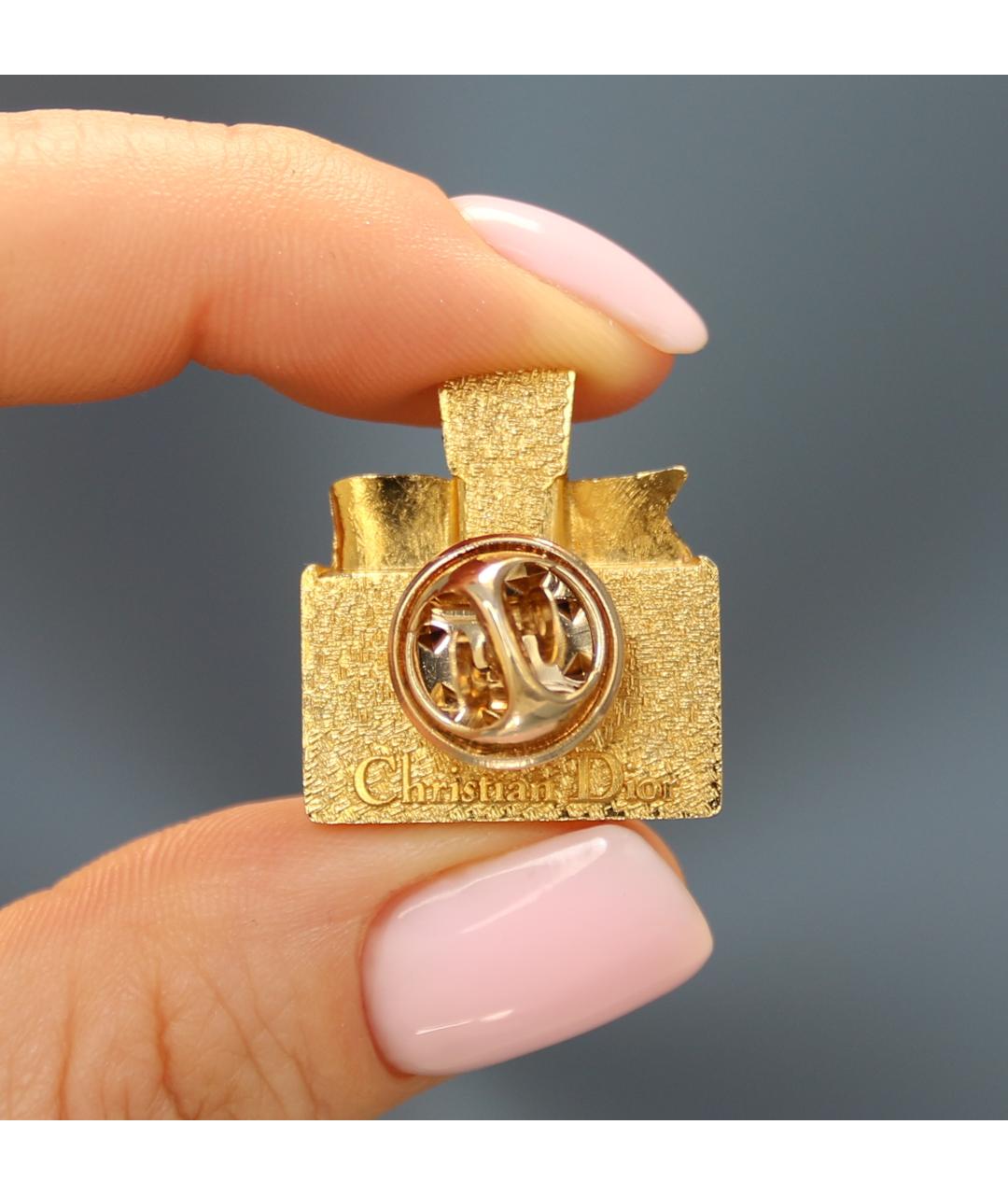 CHRISTIAN DIOR Золотая металлическая булавка / брошь, фото 4