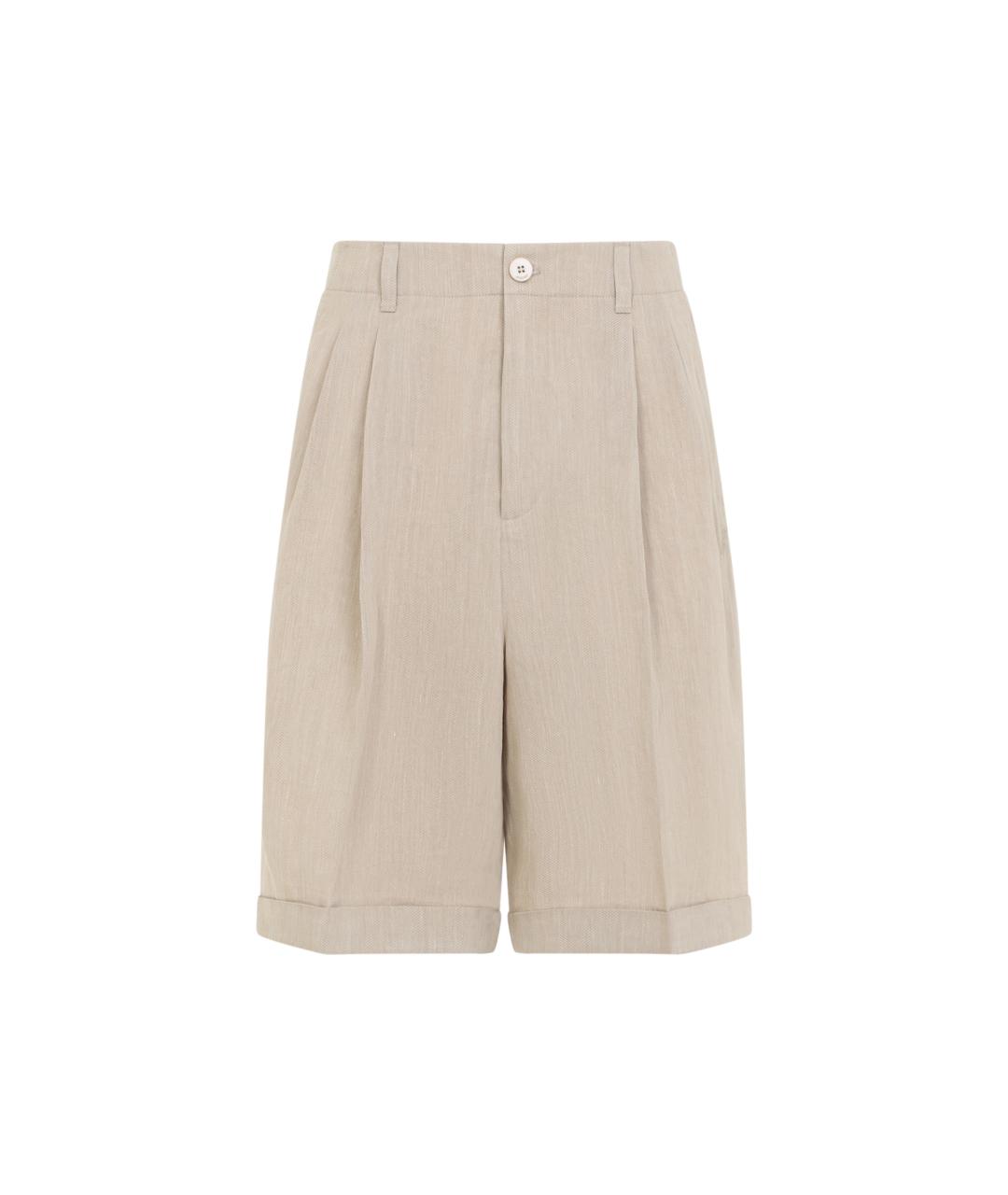 JACQUEMUS Бежевые льняные шорты, фото 1