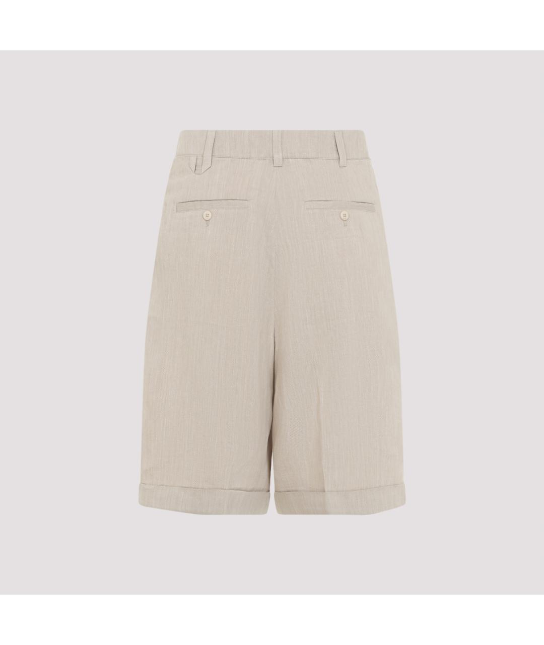 JACQUEMUS Бежевые льняные шорты, фото 2