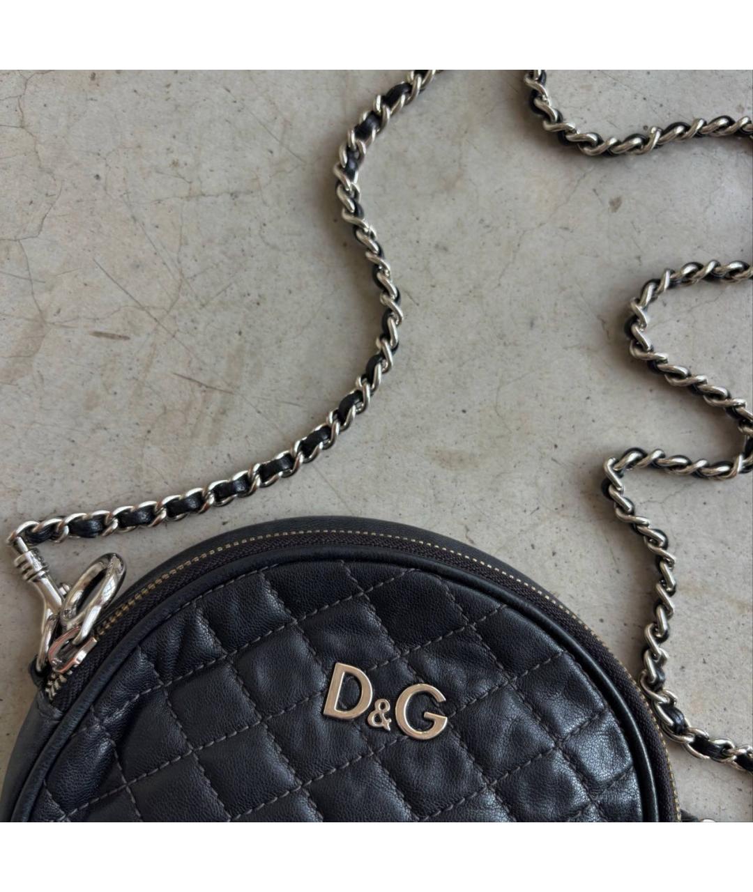 DOLCE&GABBANA Черная кожаная сумка через плечо, фото 3