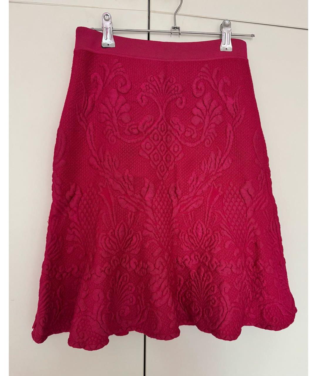 ALEXANDER MCQUEEN Фуксия вискозная юбка мини, фото 8