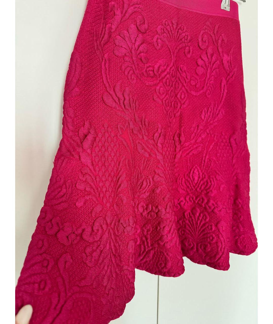ALEXANDER MCQUEEN Фуксия вискозная юбка мини, фото 2
