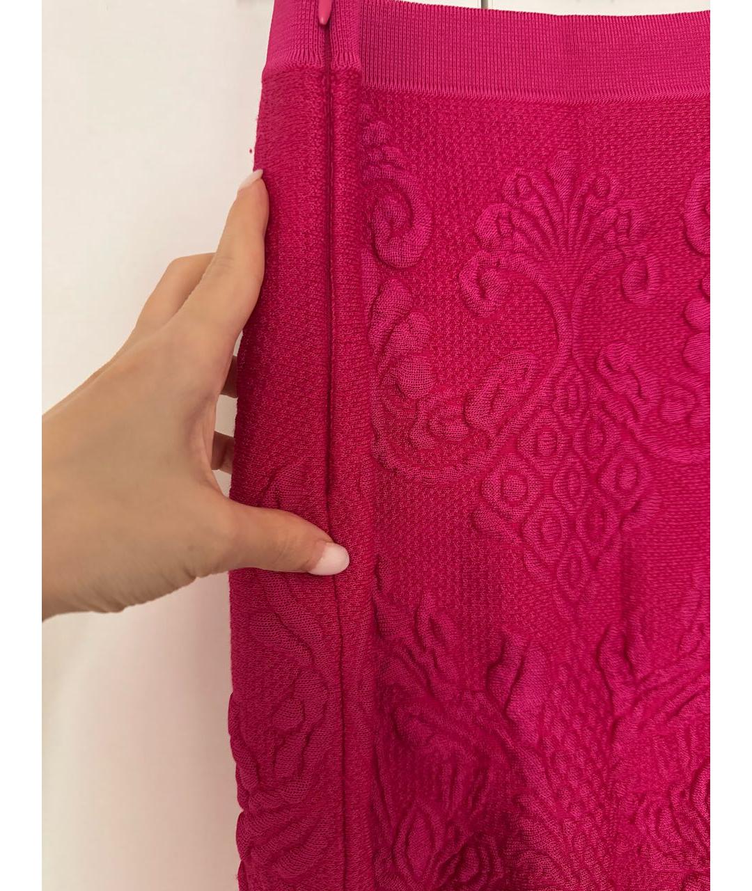 ALEXANDER MCQUEEN Фуксия вискозная юбка мини, фото 3