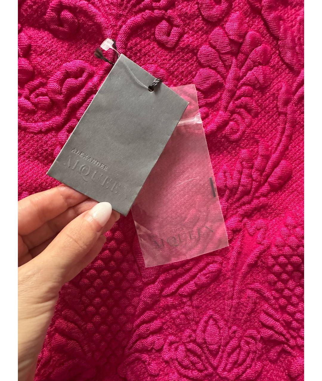 ALEXANDER MCQUEEN Фуксия вискозная юбка мини, фото 7