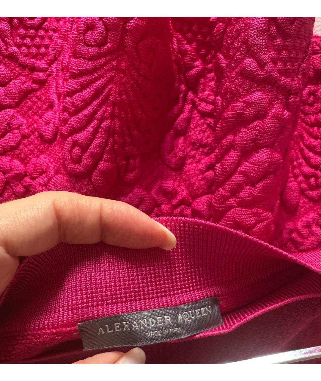 ALEXANDER MCQUEEN Фуксия вискозная юбка мини, фото 4