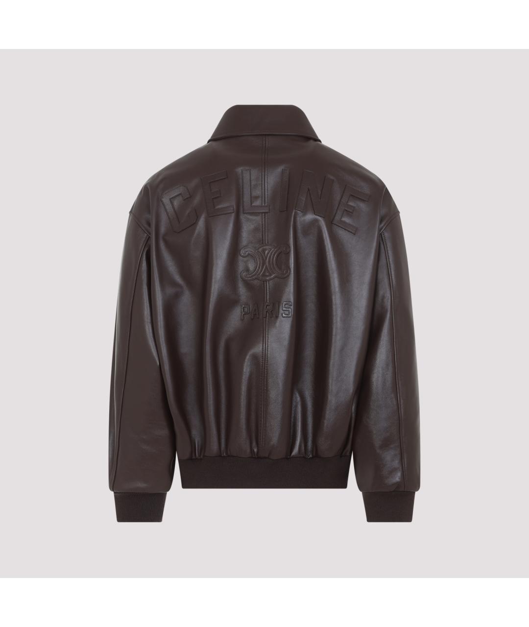 CELINE Коричневая кожаная куртка, фото 2