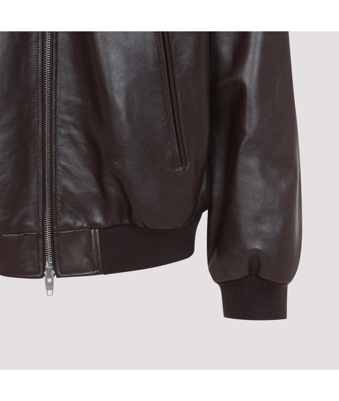 CELINE Коричневая кожаная куртка, фото 3
