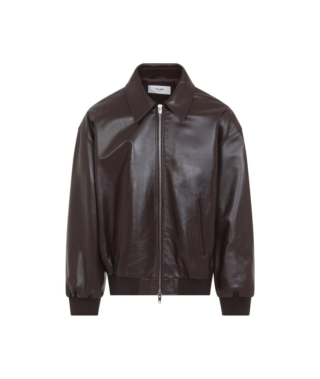 CELINE Коричневая кожаная куртка, фото 1