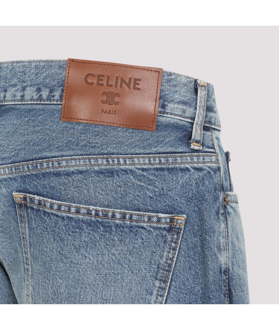 CELINE Голубые хлопковые прямые джинсы, фото 3