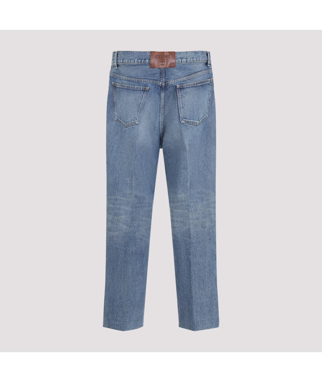 CELINE Голубые хлопковые прямые джинсы, фото 2