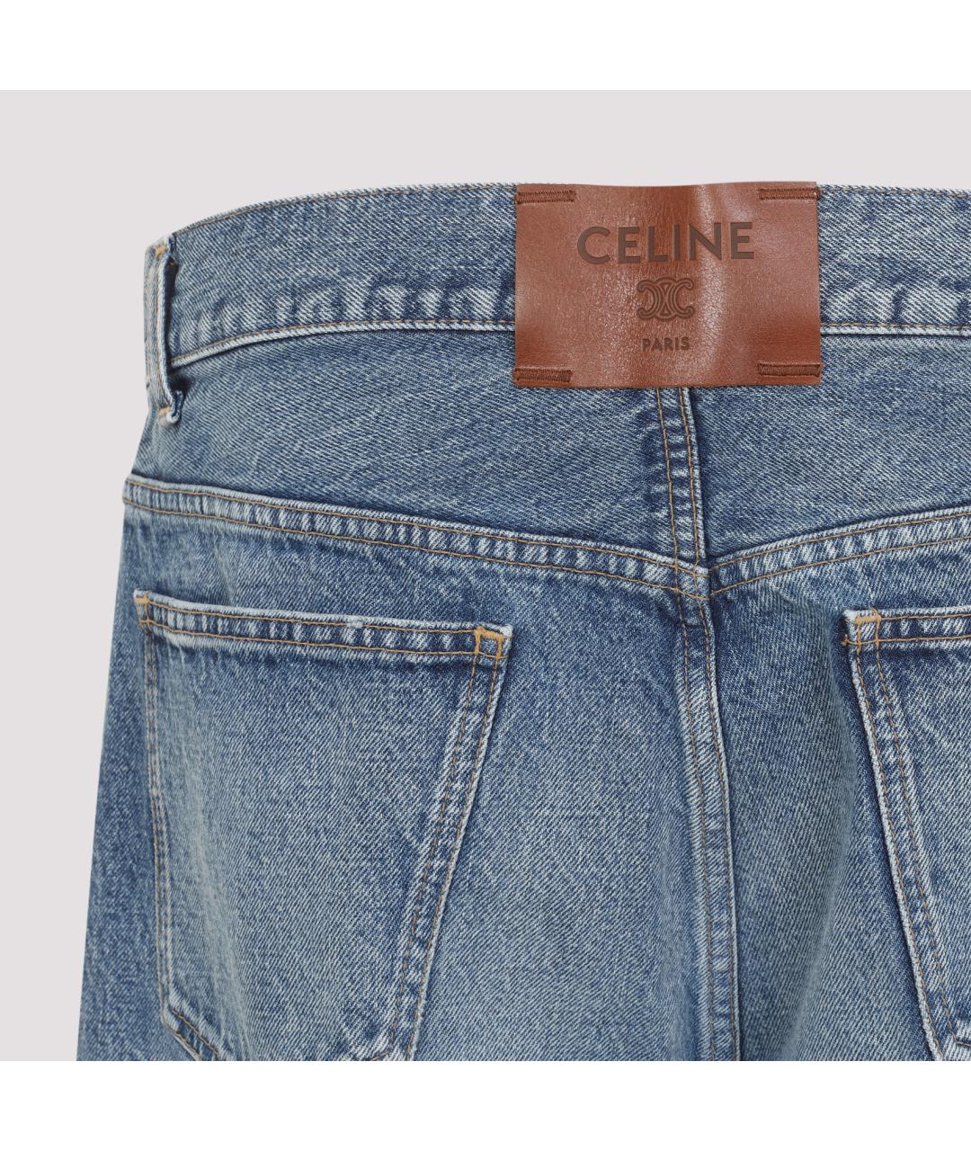 CELINE Голубые хлопковые прямые джинсы, фото 3