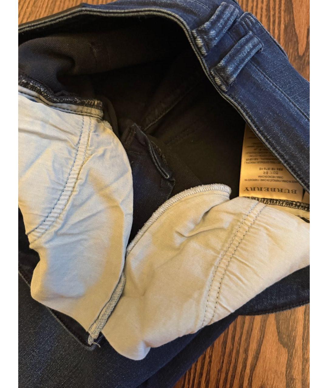 BURBERRY Темно-синие хлопко-эластановые джинсы слим, фото 3