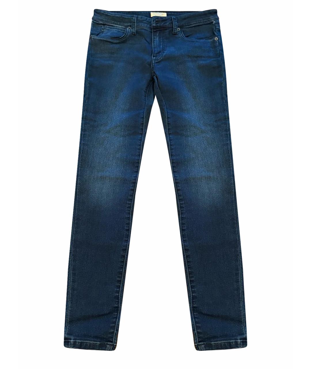 BURBERRY Темно-синие хлопко-эластановые джинсы слим, фото 1