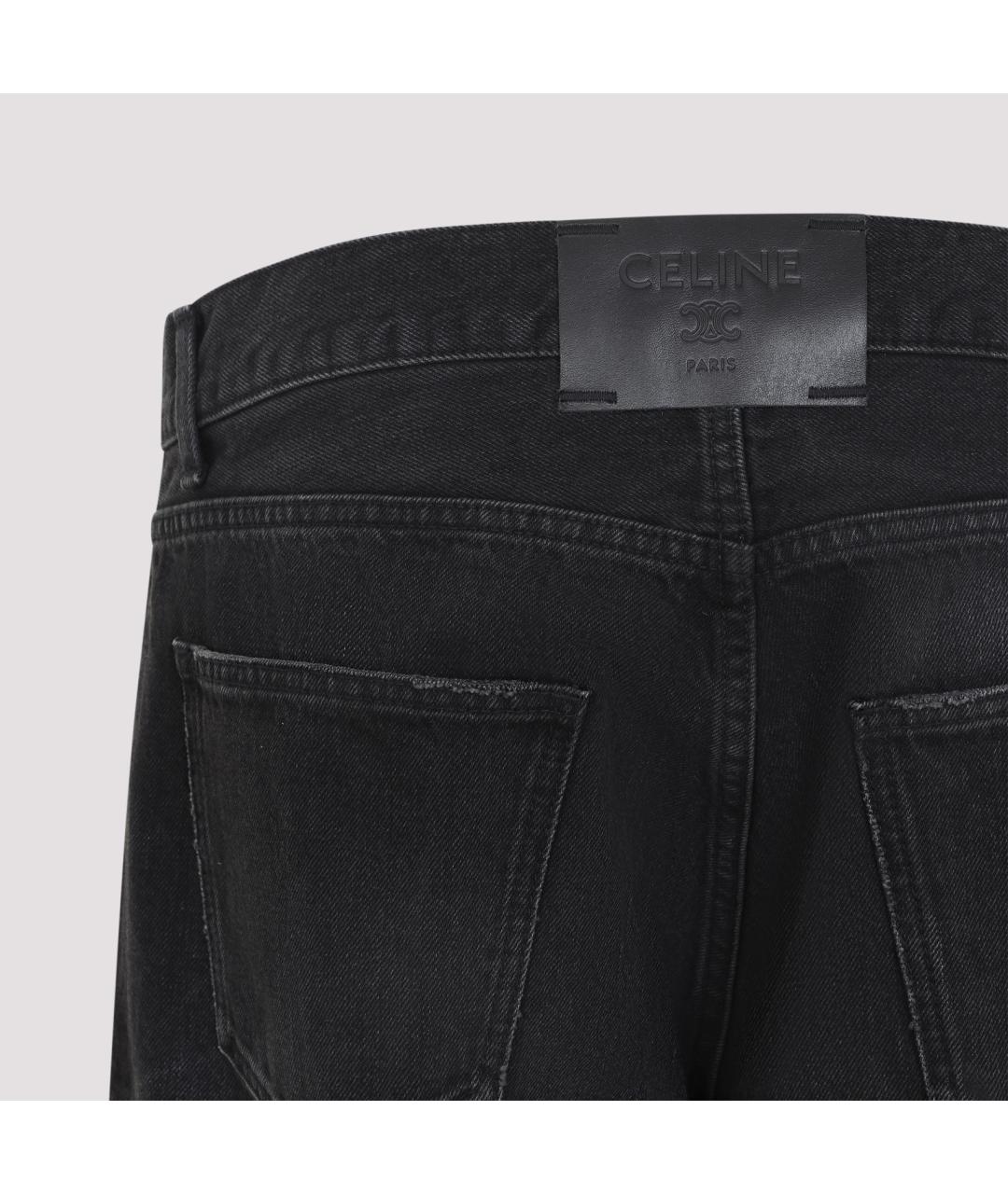 CELINE Черные хлопковые прямые джинсы, фото 3