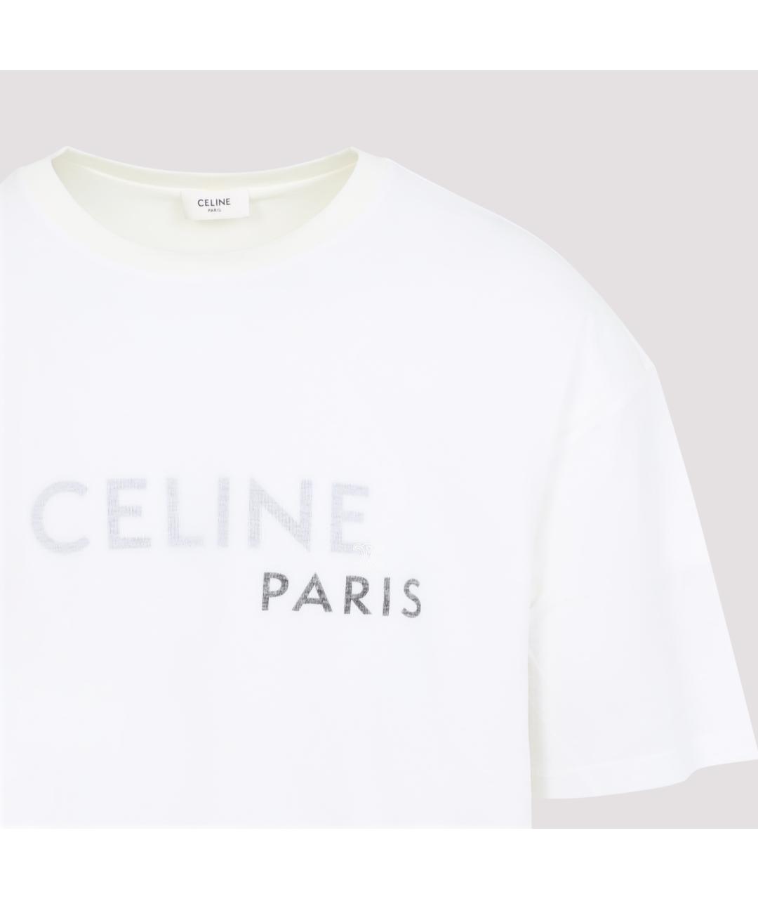 CELINE Белая хлопковая футболка, фото 3