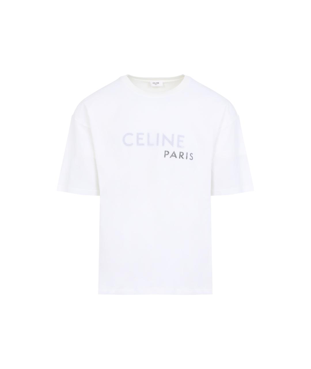 CELINE Белая хлопковая футболка, фото 1
