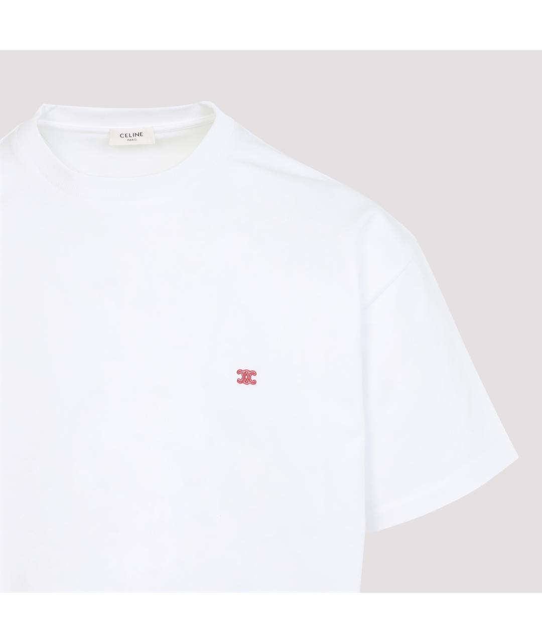 CELINE Белая хлопковая футболка, фото 3