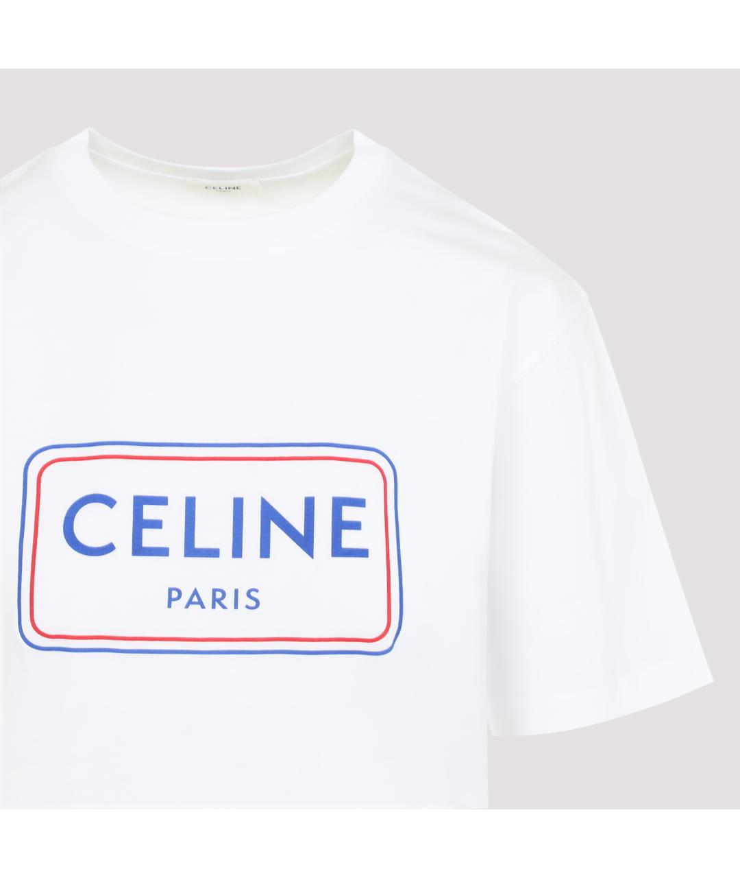 CELINE Белая хлопковая футболка, фото 3