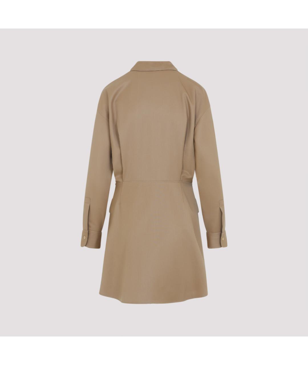 CELINE Бежевое шерстяное повседневное платье, фото 2