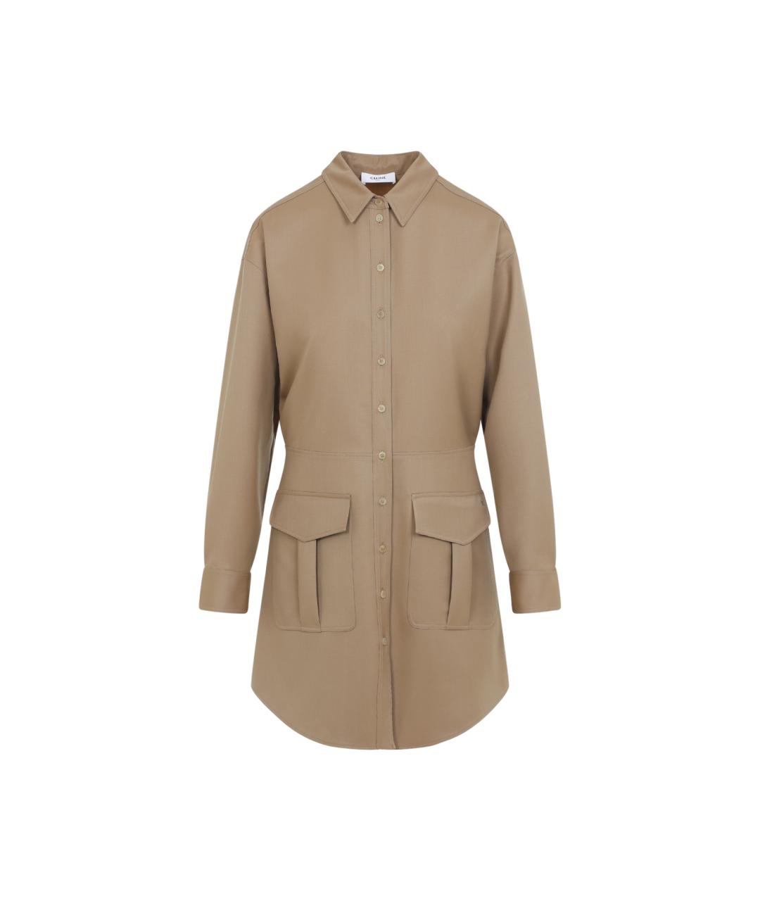 CELINE Бежевое шерстяное повседневное платье, фото 1