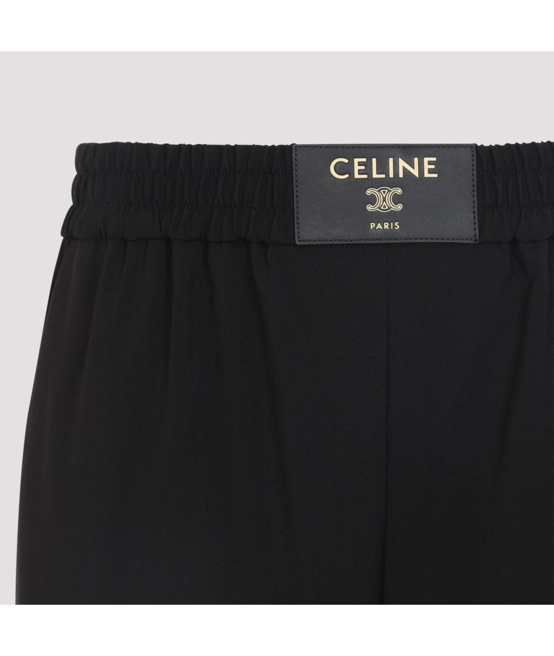 CELINE Черные шерстяные прямые брюки, фото 3