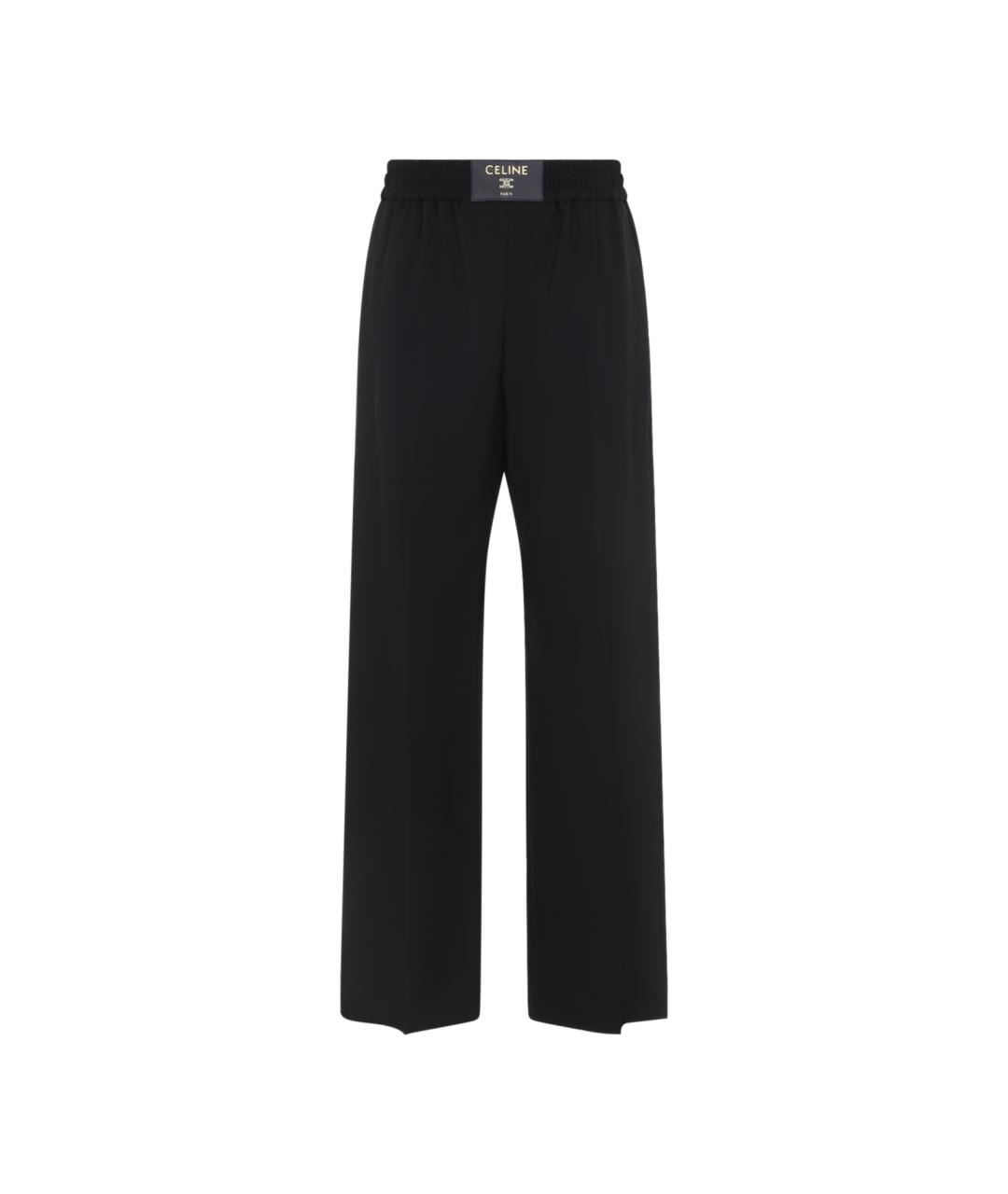 CELINE Черные шерстяные прямые брюки, фото 1