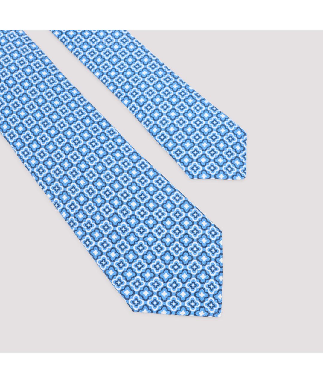 KITON Голубой шелковый галстук, фото 2