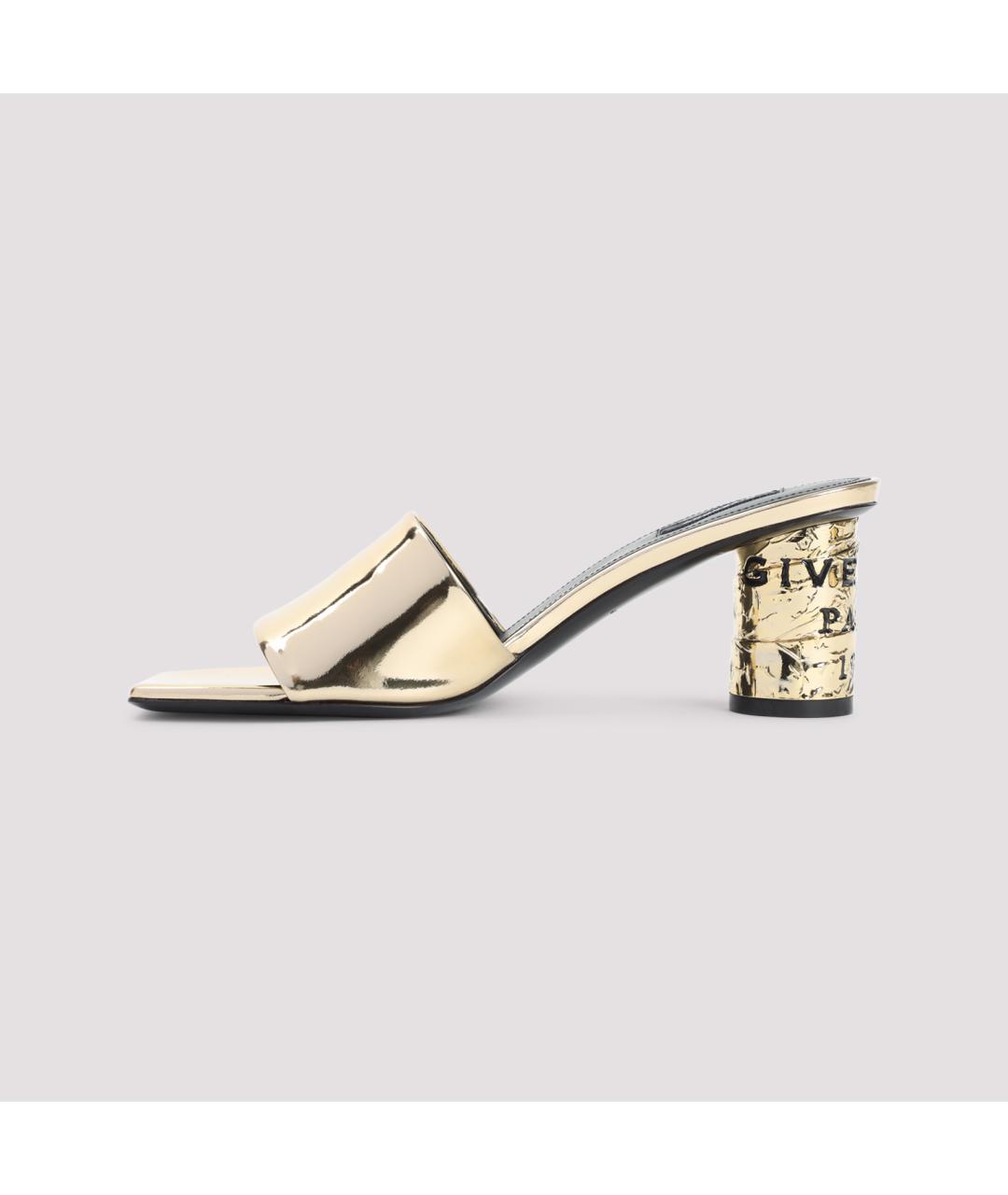 GIVENCHY Золотые кожаные мюли, фото 2