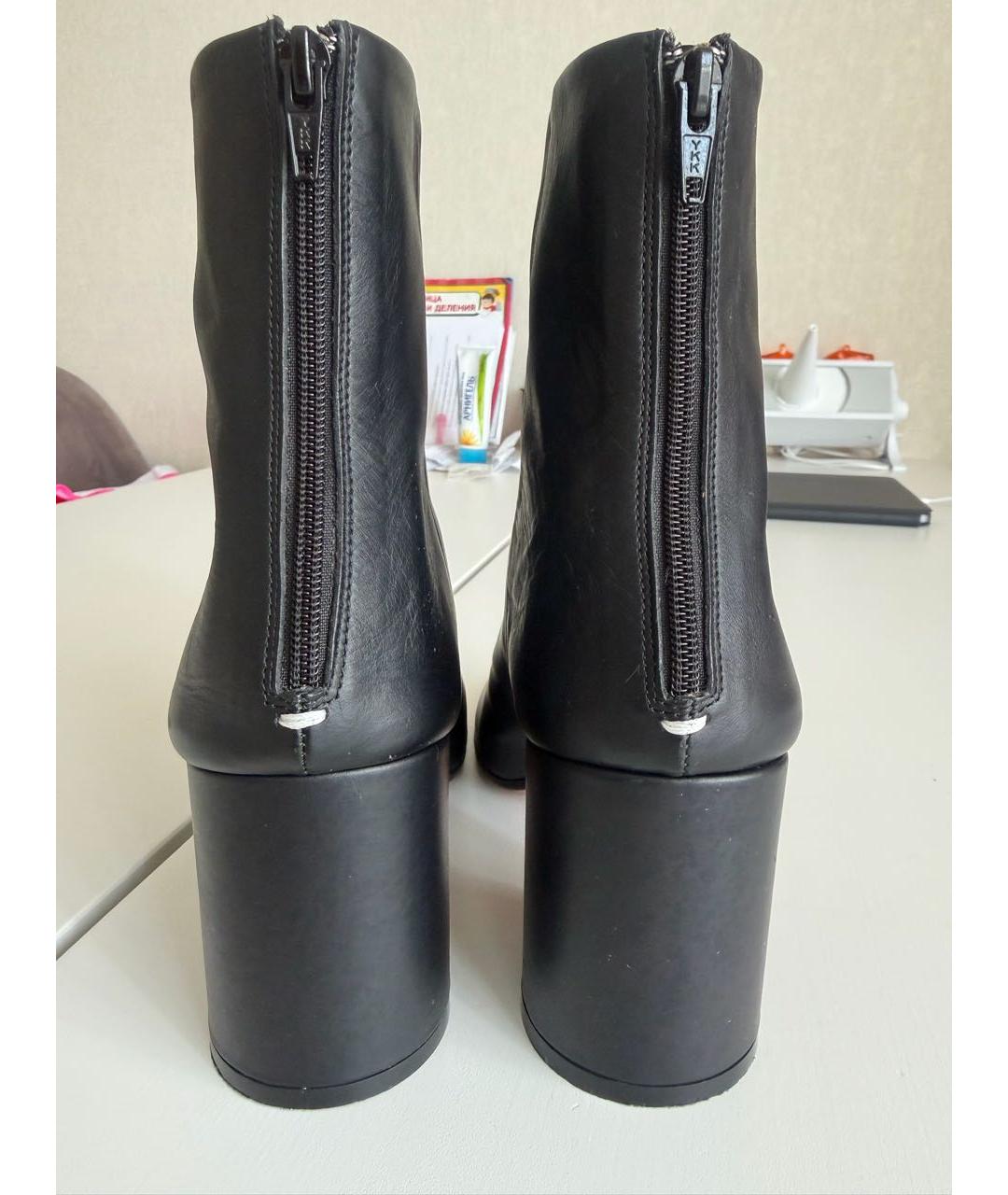 MAISON MARGIELA Черные кожаные ботильоны, фото 3