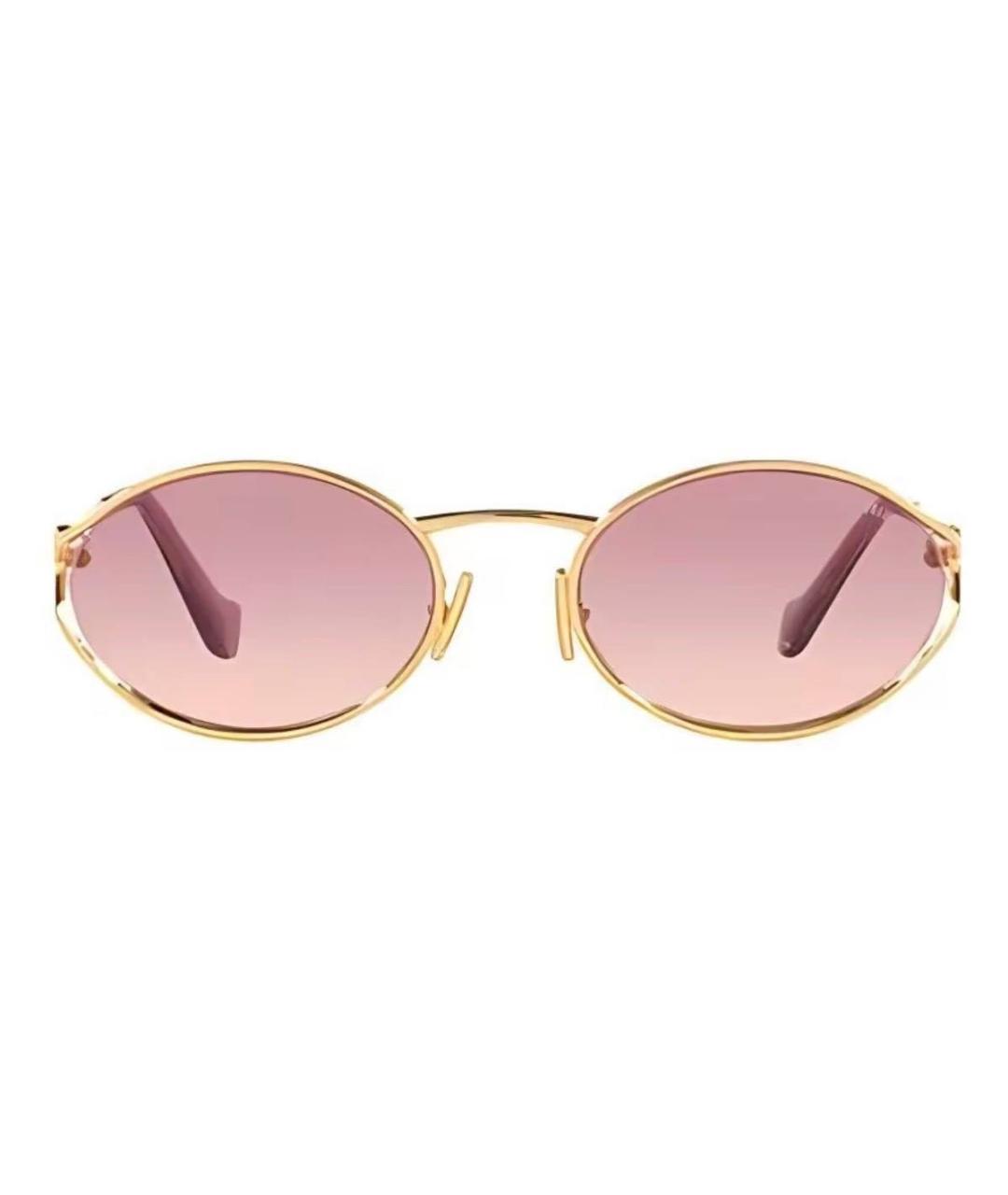 MIU MIU Золотые металлические солнцезащитные очки, фото 2