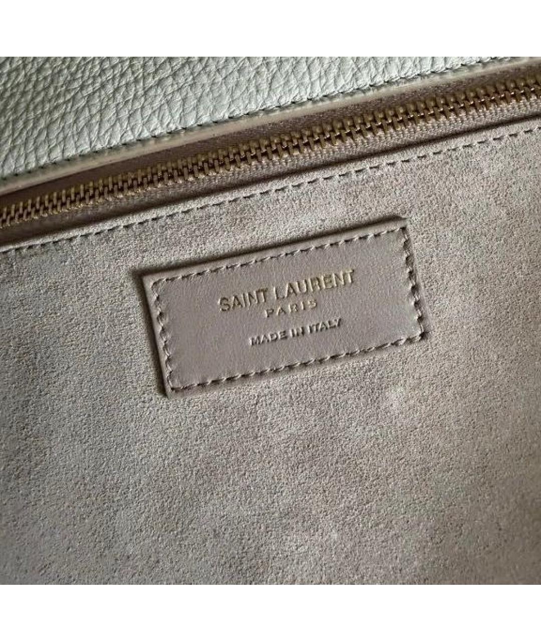 SAINT LAURENT Белая кожаная сумка тоут, фото 5