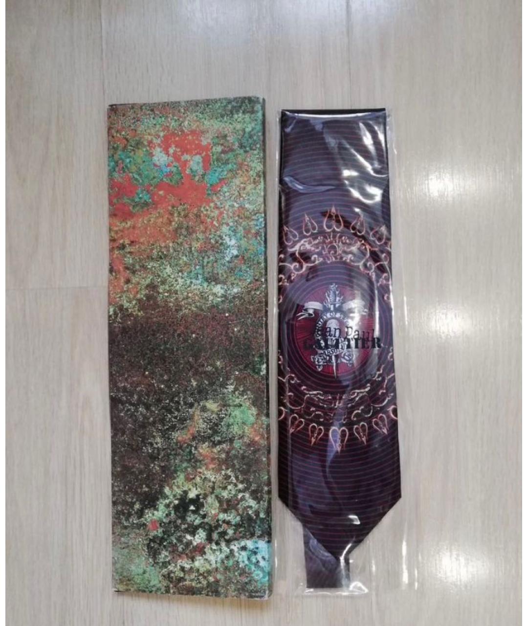 JEAN PAUL GAULTIER Бордовый шелковый галстук, фото 4