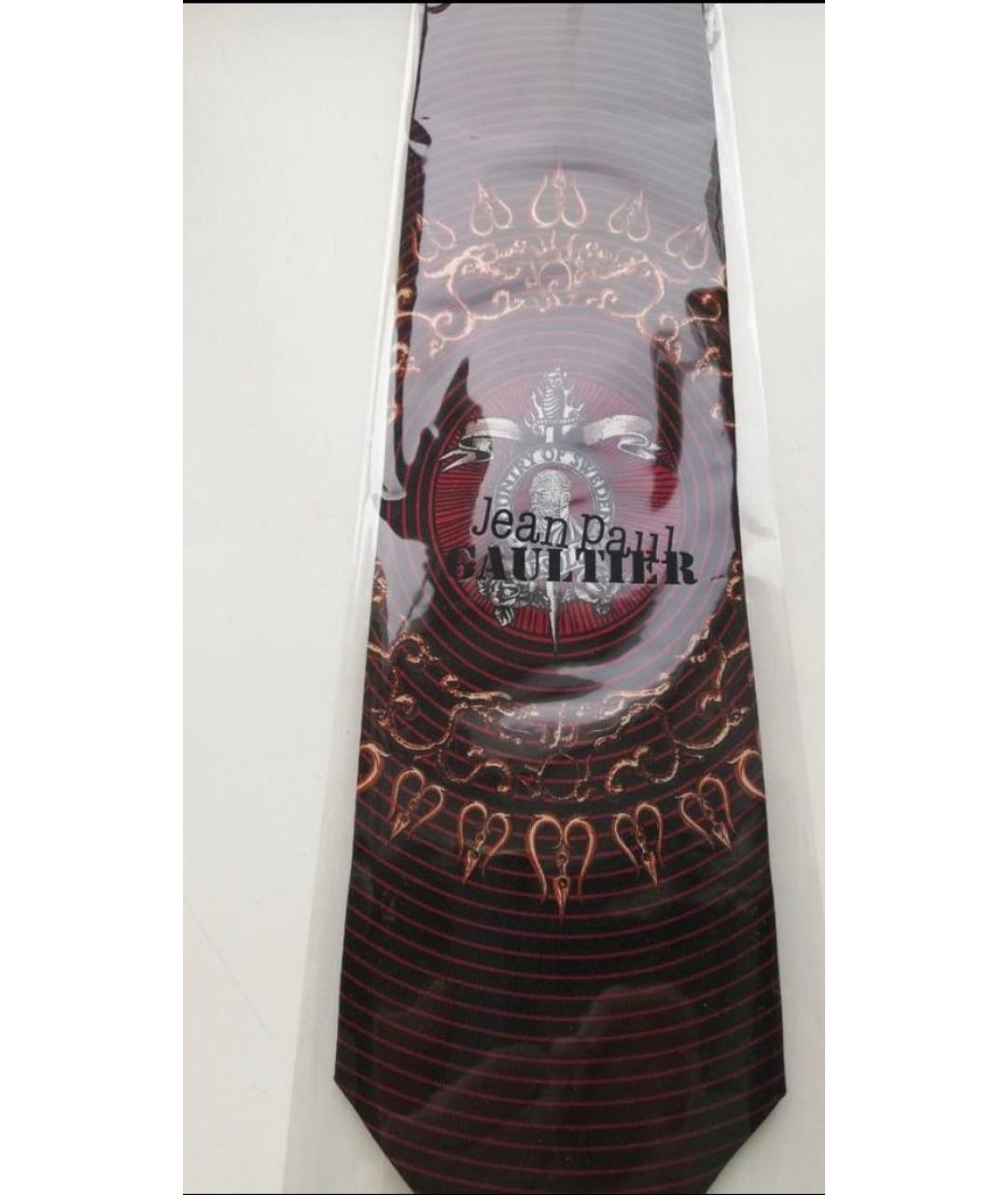 JEAN PAUL GAULTIER Бордовый шелковый галстук, фото 2