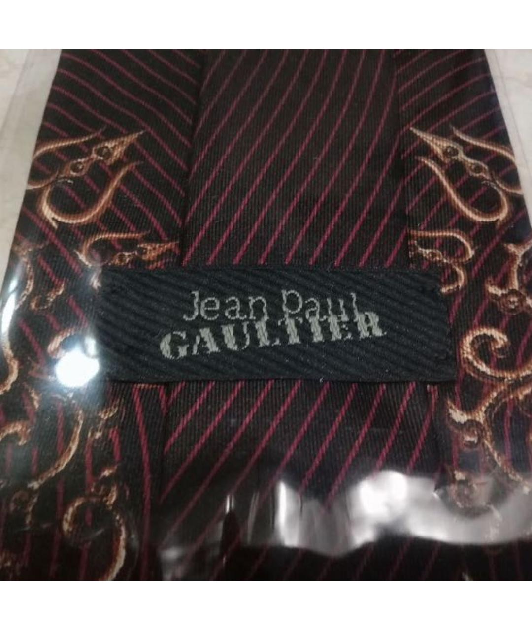 JEAN PAUL GAULTIER Бордовый шелковый галстук, фото 5