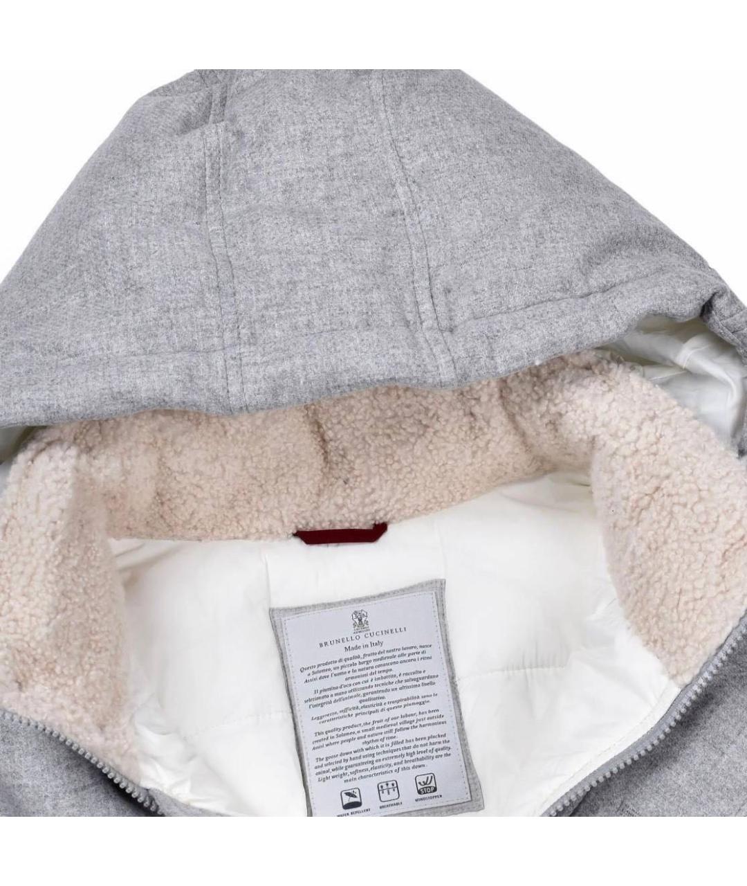 BRUNELLO CUCINELLI Серый шерстяной пуховик, фото 3